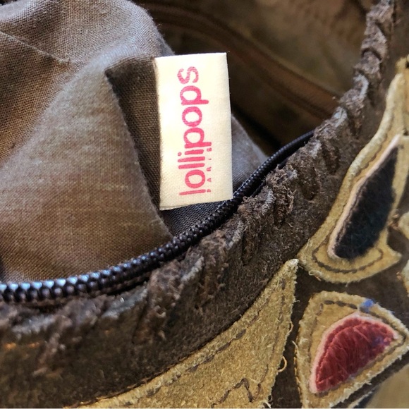 Lollipops Genuine Leather Suede Minimalist Neutral Tone Brown Roomy Shoulder Bag - Picture 6 of 16